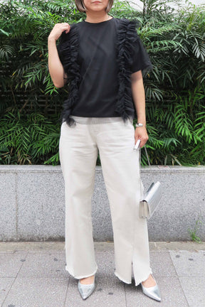 GALENA(ガレナ) チュールフリルtシャツ 70050-4109　ブラック