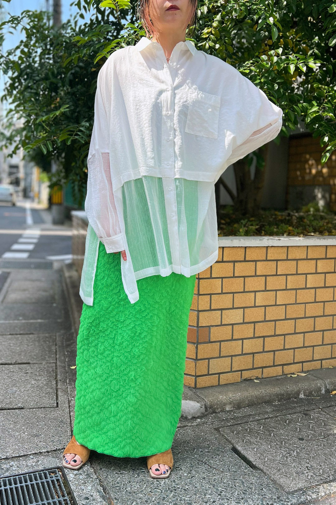 Pauline Bleu ロングバルーンスカート ティアード チュール カーキ paulinebleu