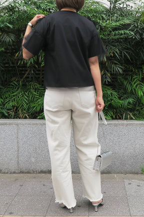 GALENA(ガレナ) チュールフリルtシャツ 70050-4109　ブラック