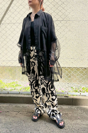 シアー切替シャツ