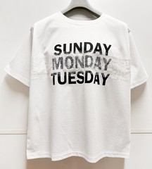 レース×シルケットロゴTシャツ