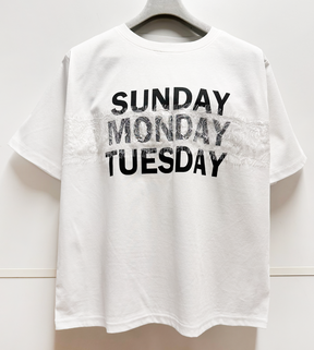 レース×シルケットロゴTシャツ