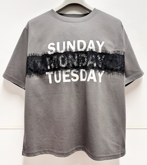レース×シルケットロゴTシャツ