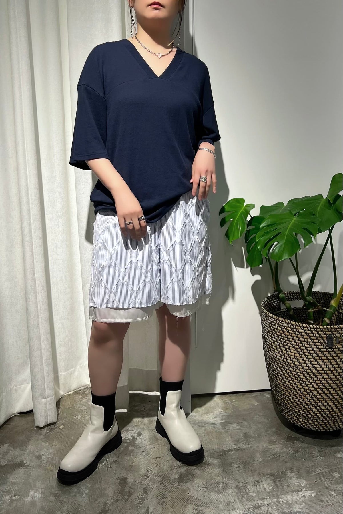 YENN(イエン)ストライプジャガードショートパンツ y251-38006