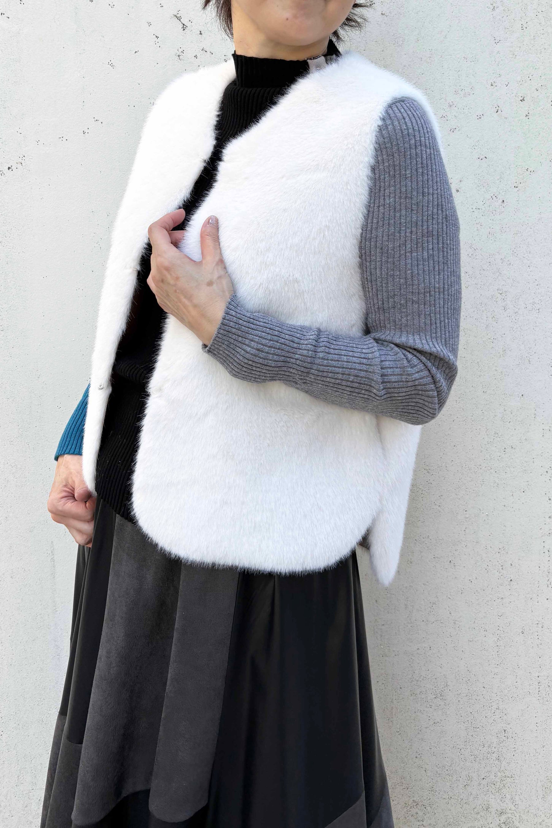 フェイクムートンリバーシブルベスト