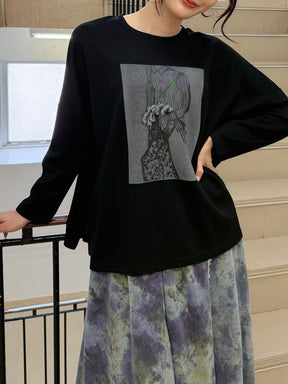 PaulineBleu (ポリーヌブロー）立体花束プリント長袖TOPS 17191