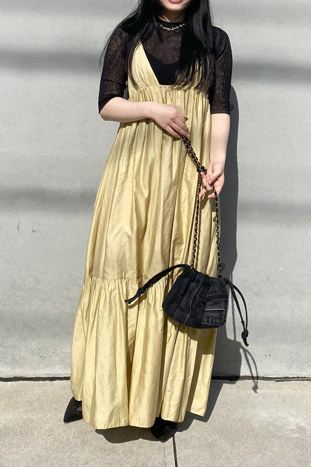 enrica(エンリカ)綿サテンギャザーフレアキャミワンピース DRESS122 