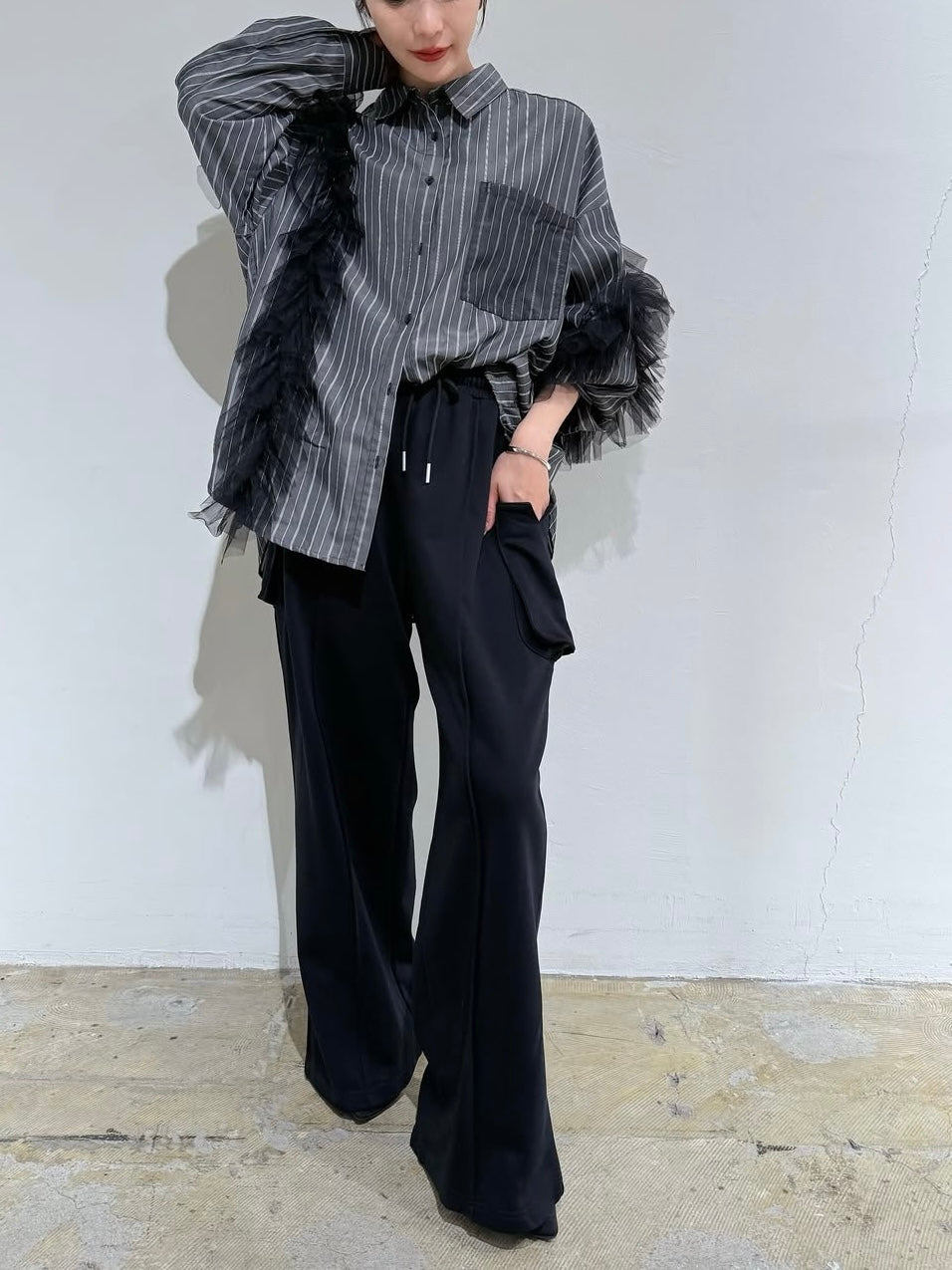 チュールレイヤードシャツ