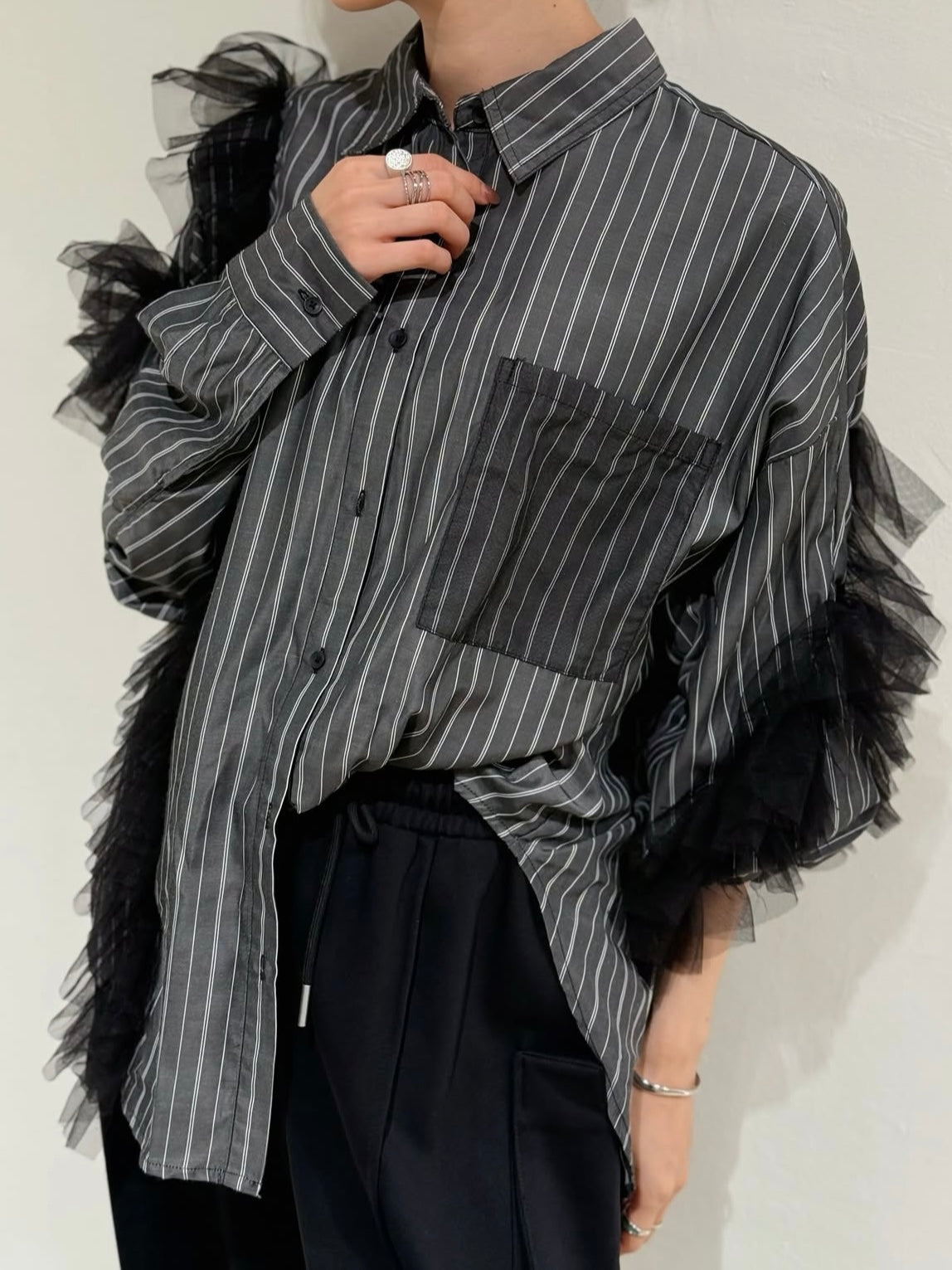 チュールレイヤードシャツ