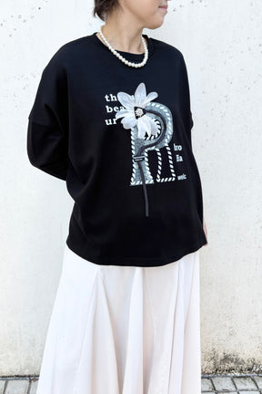 Pラインプリント長袖TOPS