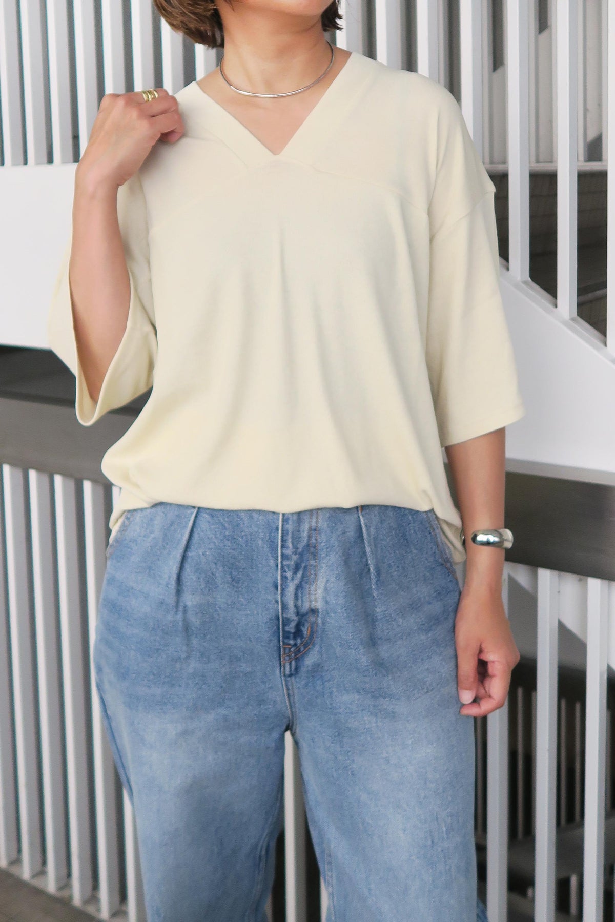 YENN(イェン) 2way-vネックトップス Y252-82034　エクリュ