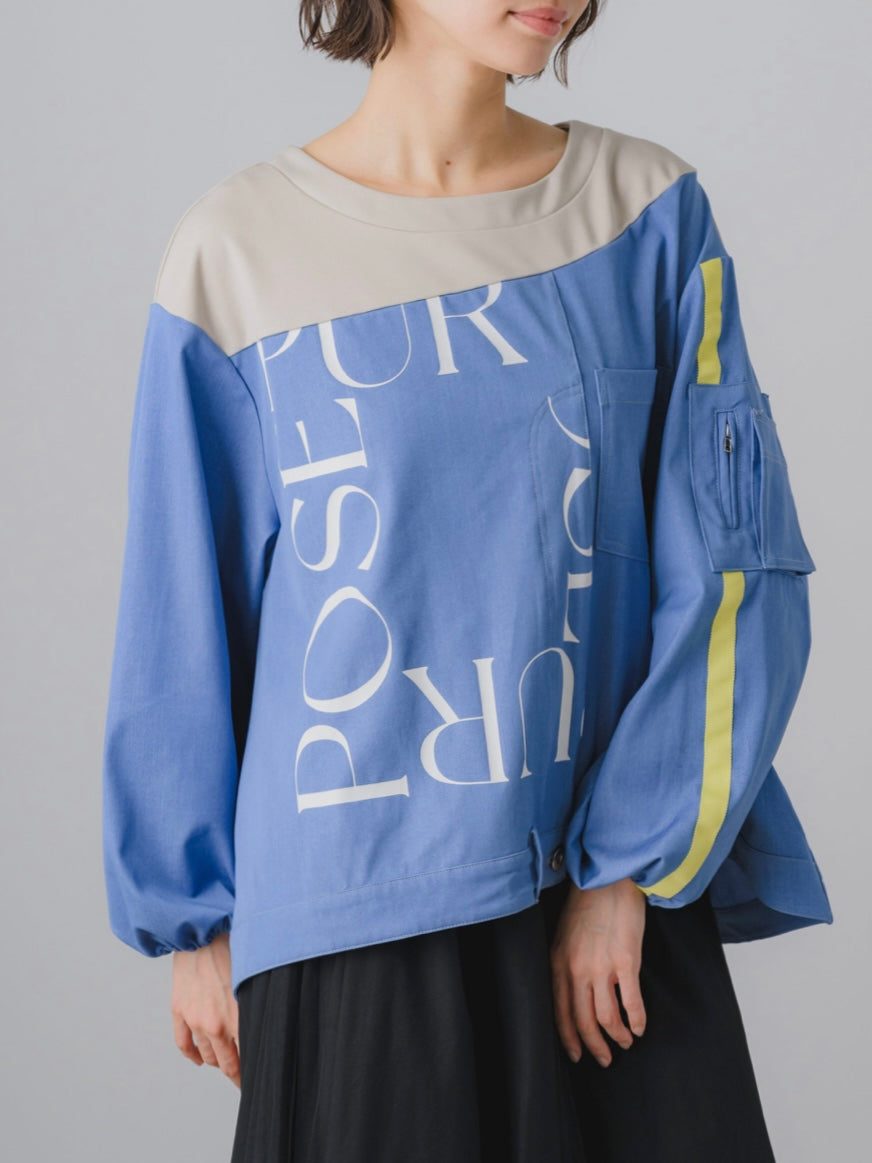 ロゴ×デニムトップス