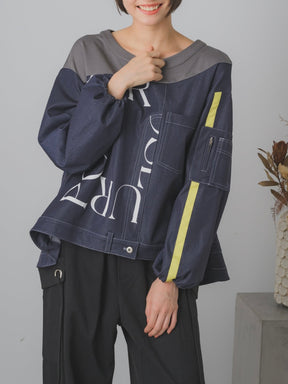 ロゴ×デニムトップス