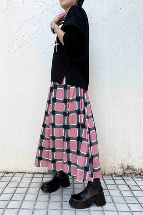 レトロ幾何学柄プリントスカート