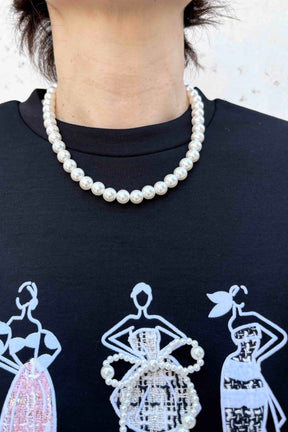 パールリボンドレスツィード長袖TOPS