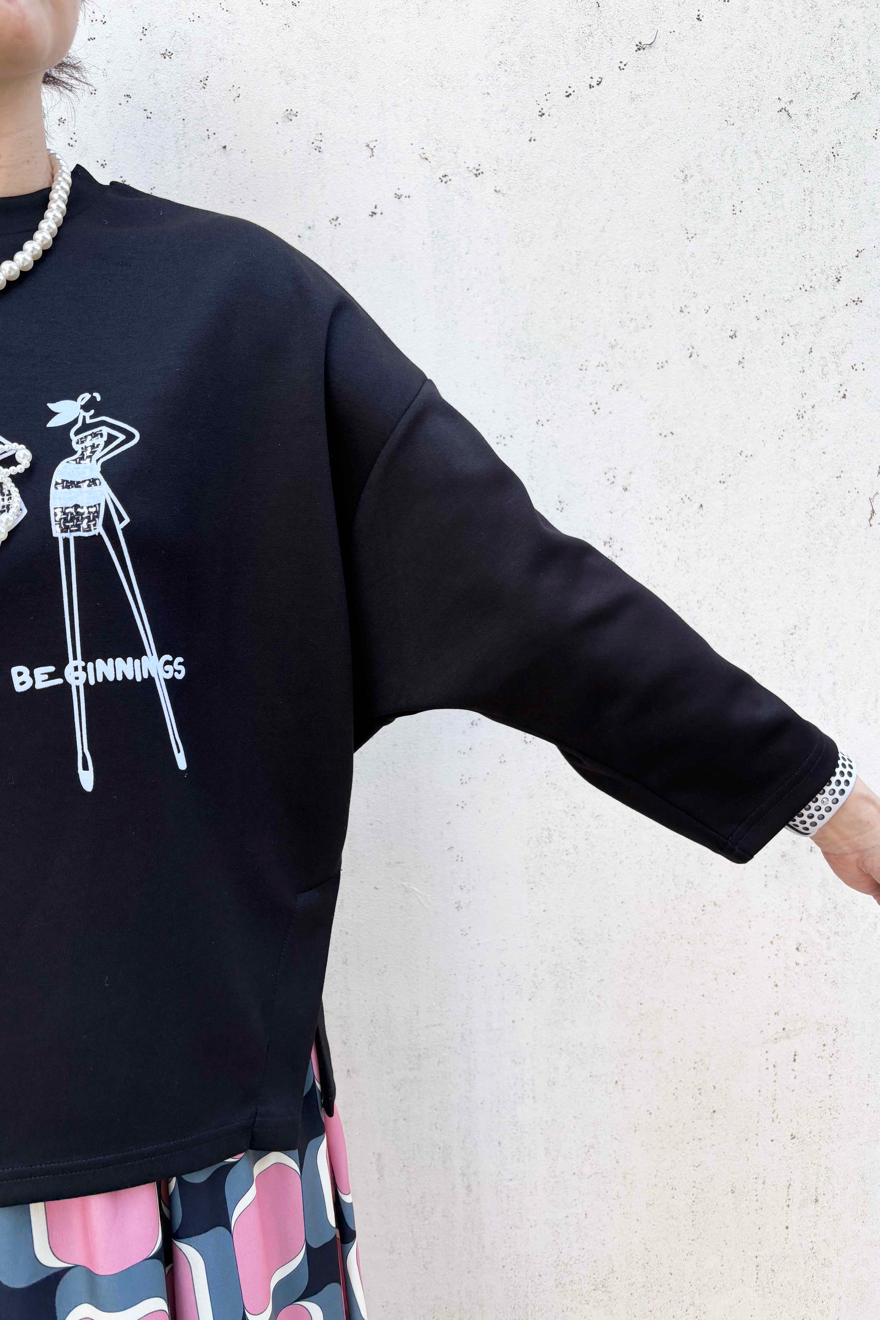 パールリボンドレスツィード長袖TOPS