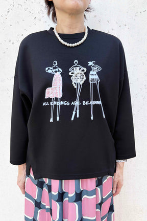 パールリボンドレスツィード長袖TOPS