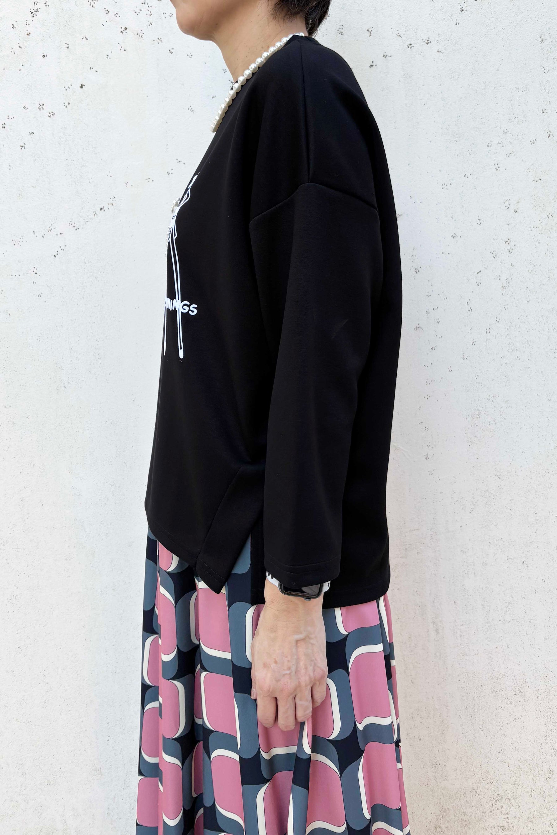 パールリボンドレスツィード長袖TOPS