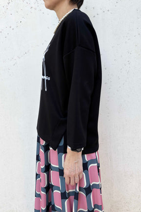 パールリボンドレスツィード長袖TOPS