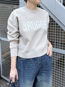 パール付きロゴジャガードニット