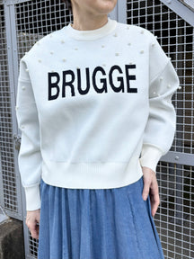 パール付きロゴジャガードニット