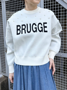 パール付きロゴジャガードニット