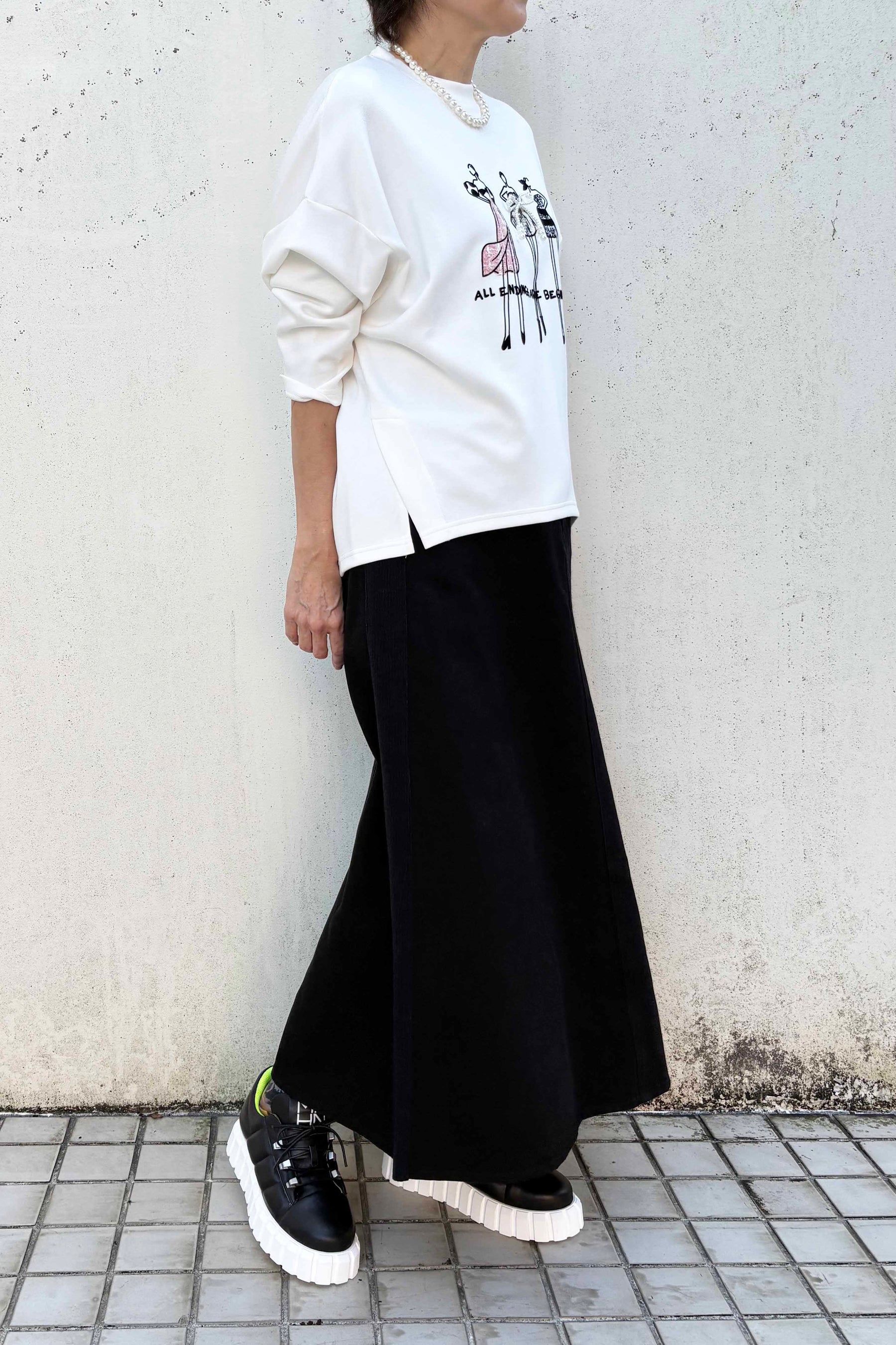 パールリボンドレスツィード長袖TOPS