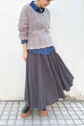 細コーデュロイロングスカート
