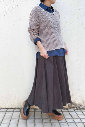 細コーデュロイロングスカート