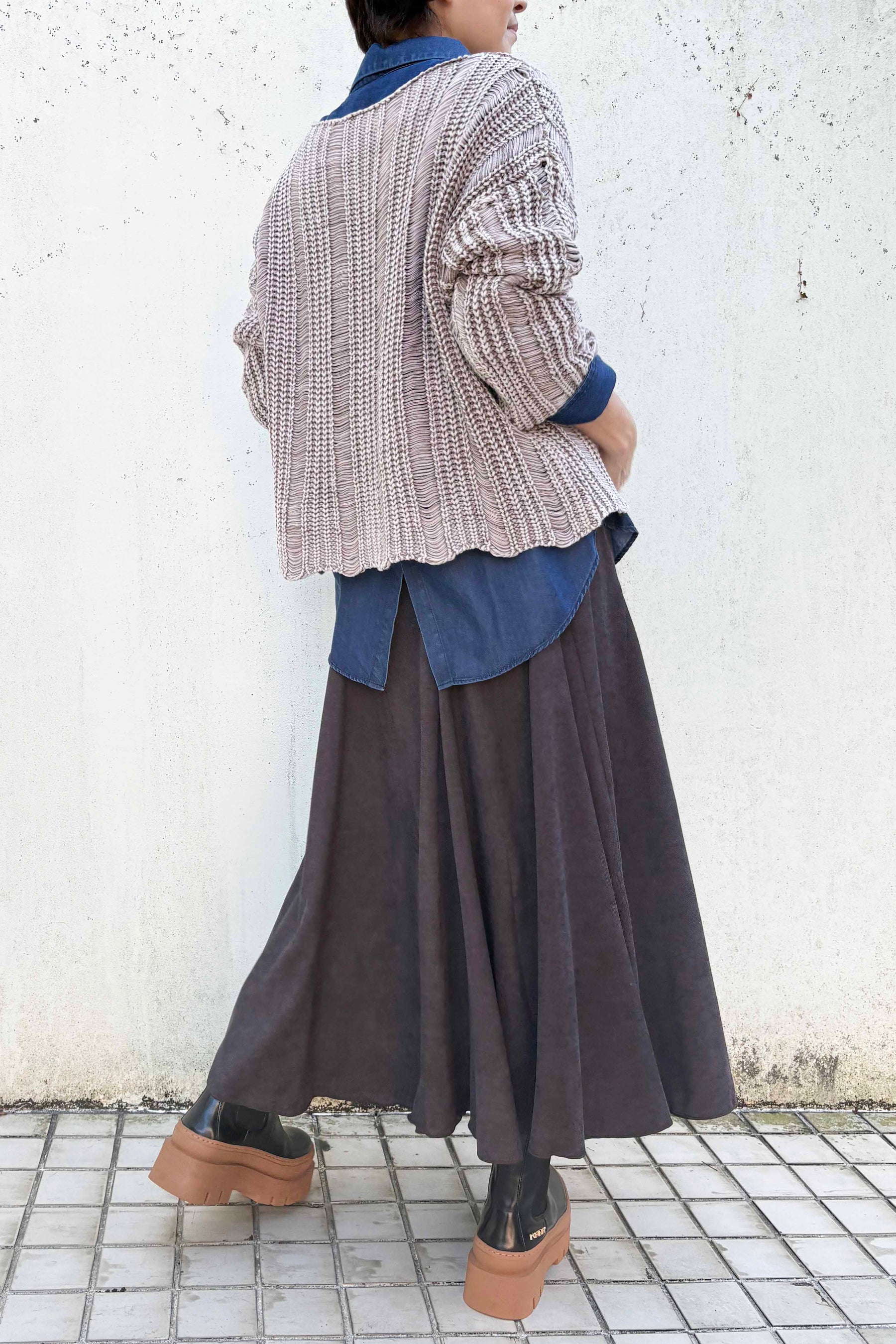 細コーデュロイロングスカート