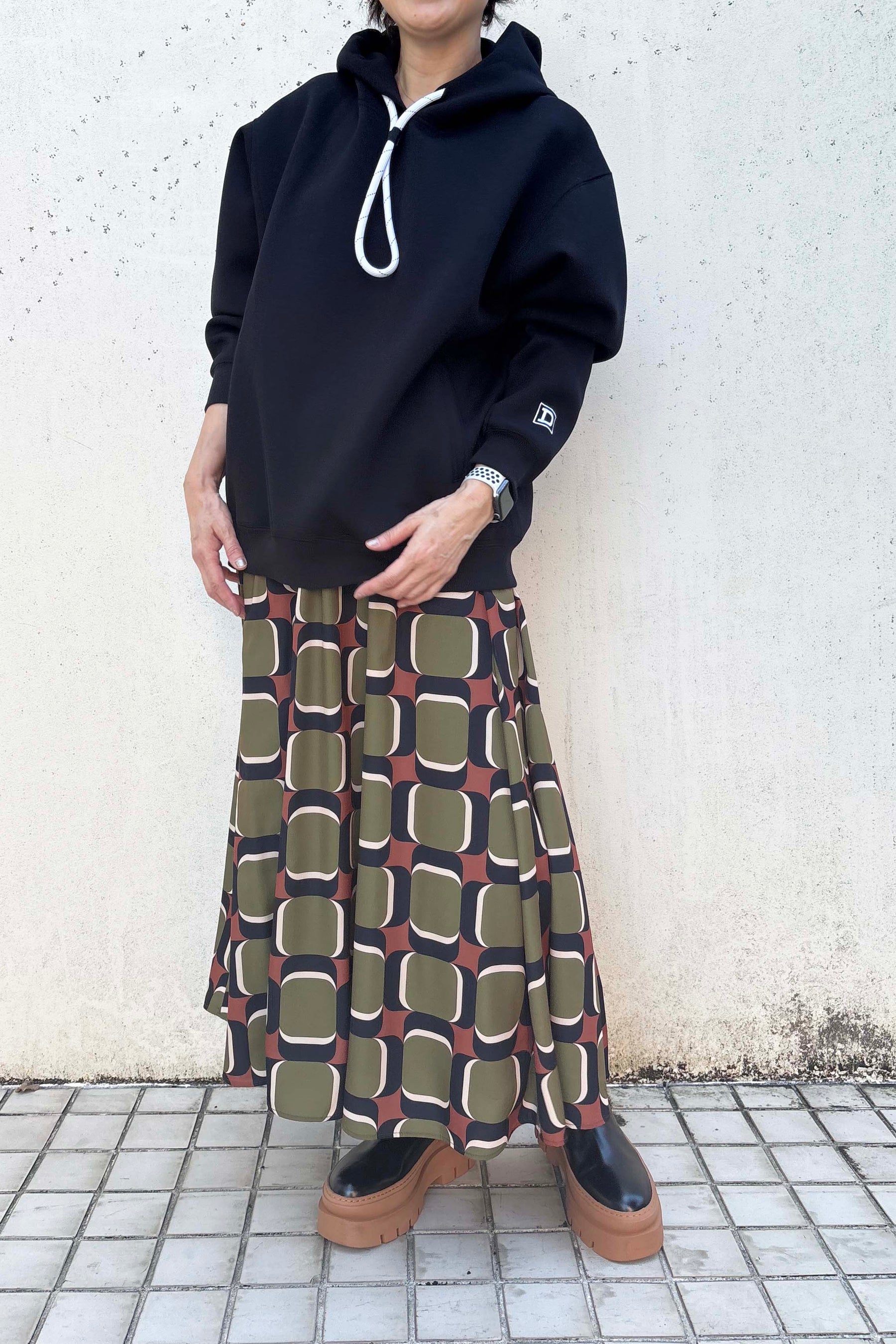 レトロ幾何学柄プリントスカート