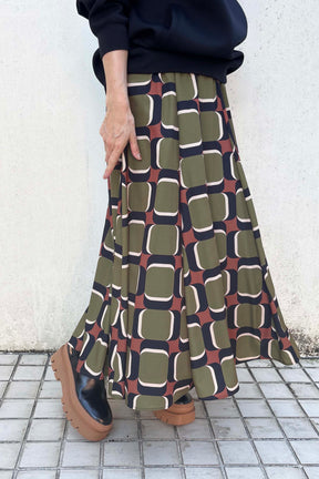 レトロ幾何学柄プリントスカート