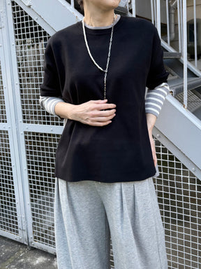 バイカラー袖ボーダーBIGニット