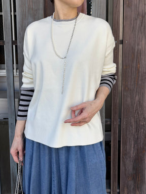 バイカラー袖ボーダーBIGニット