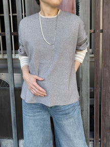 バイカラー袖ボーダーBIGニット