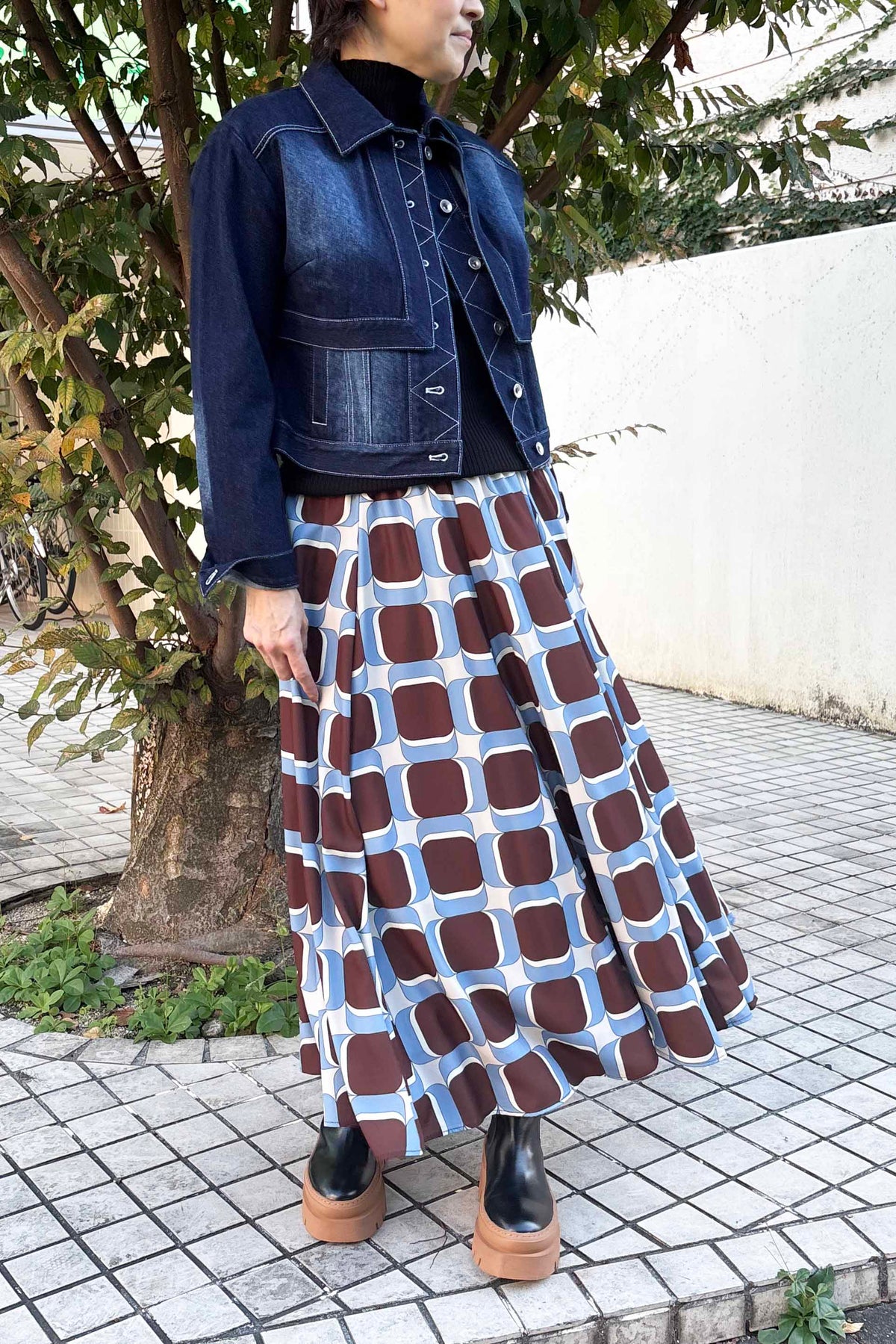 レトロ幾何学柄プリントスカート