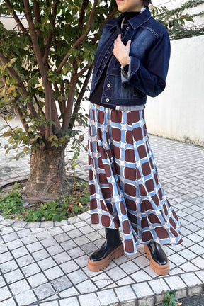 レトロ幾何学柄プリントスカート