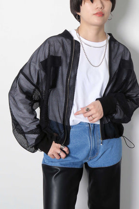 ショート丈メッシュブルゾン