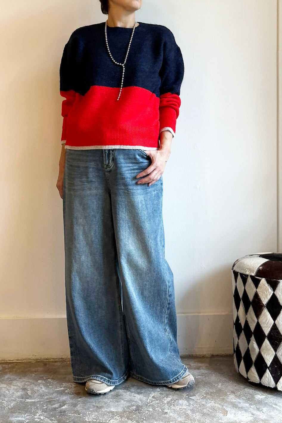 配色エアリーニット