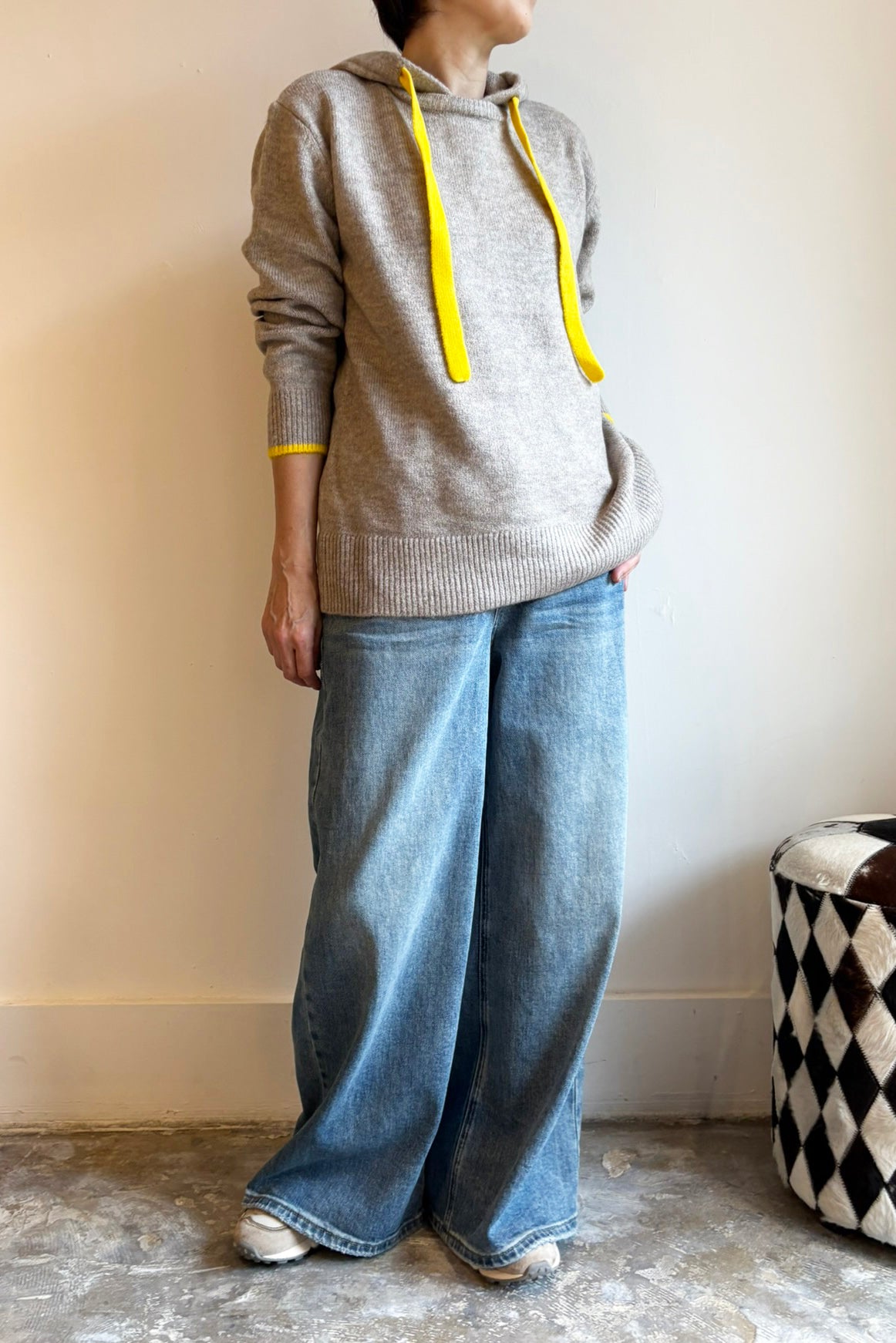 配色エアリーニットパーカー