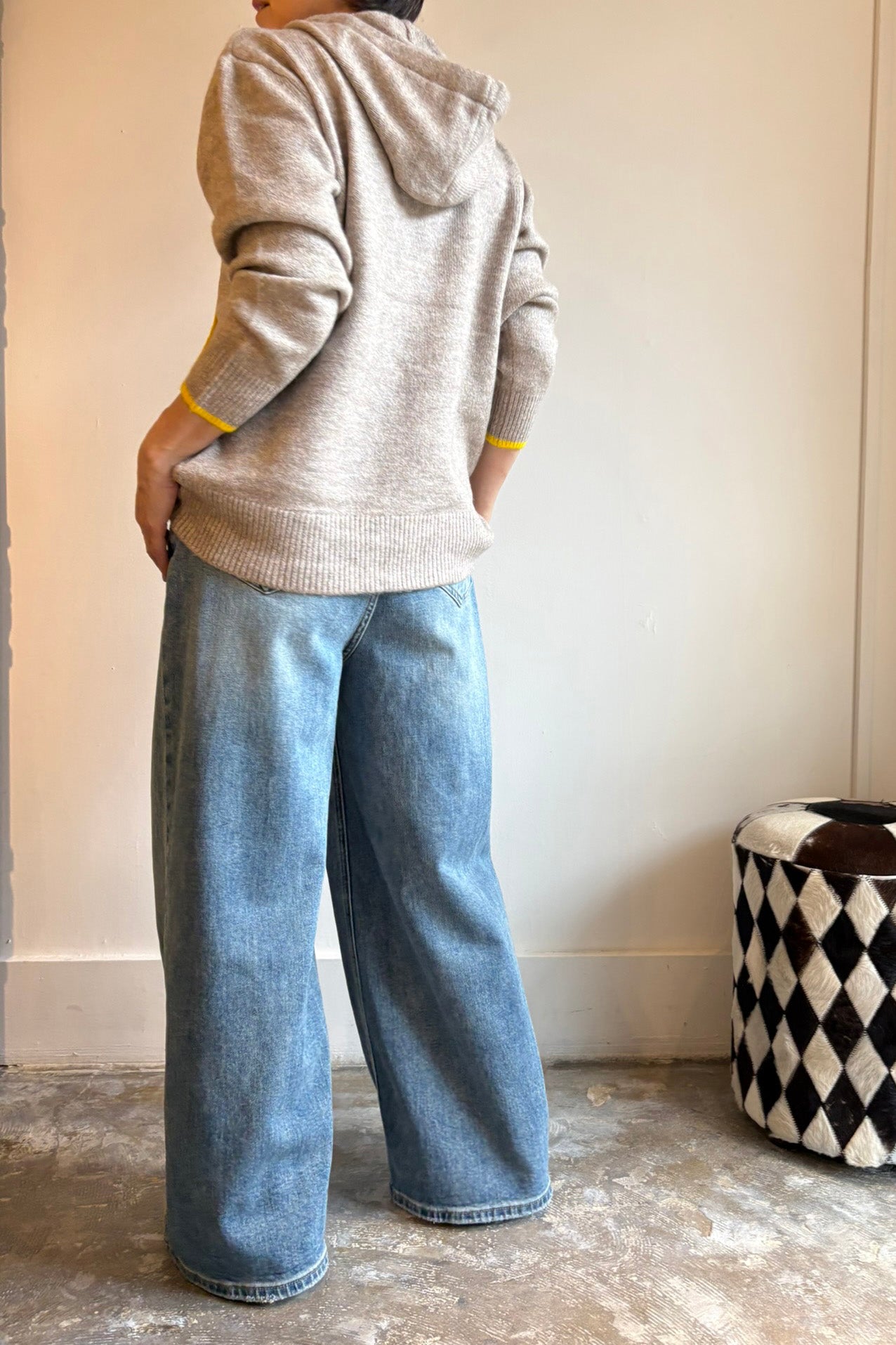 配色エアリーニットパーカー