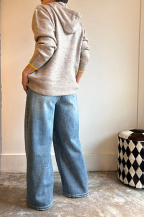 配色エアリーニットパーカー