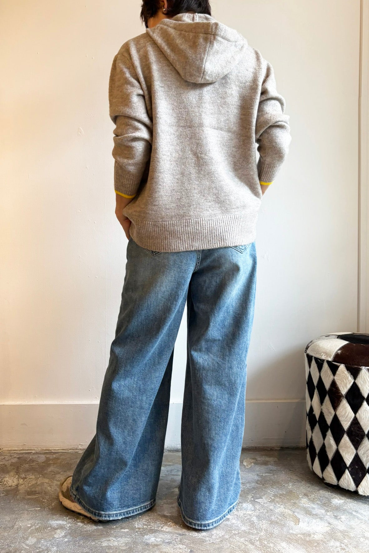 配色エアリーニットパーカー