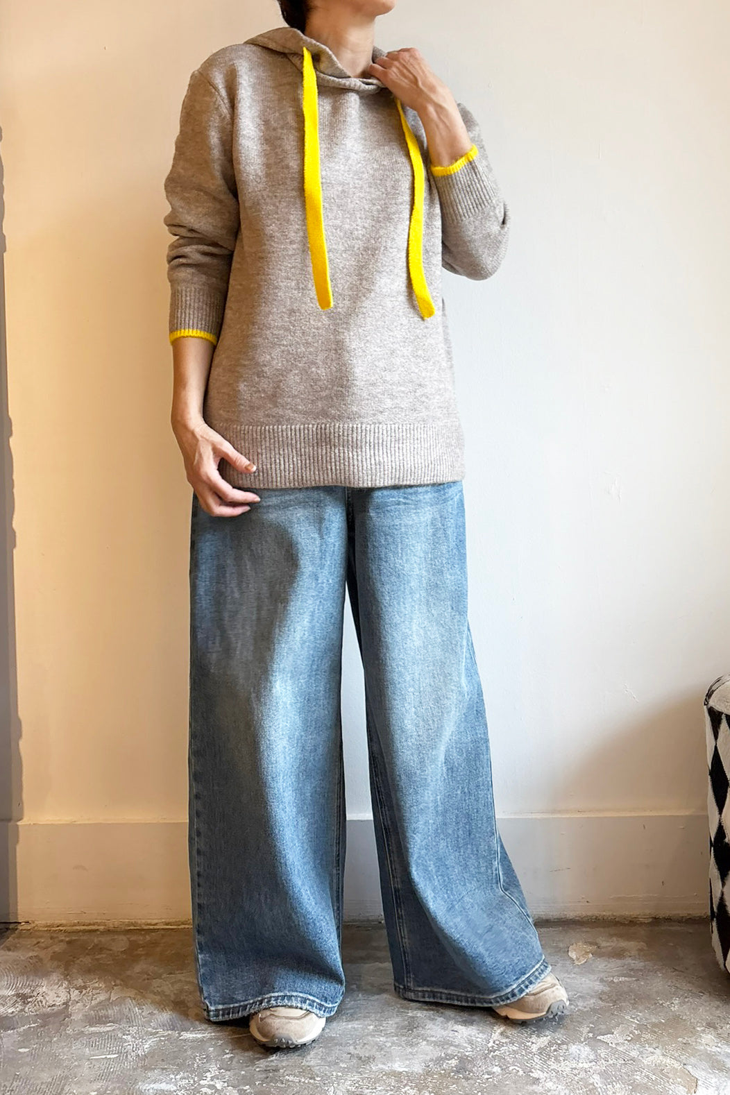 配色エアリーニットパーカー