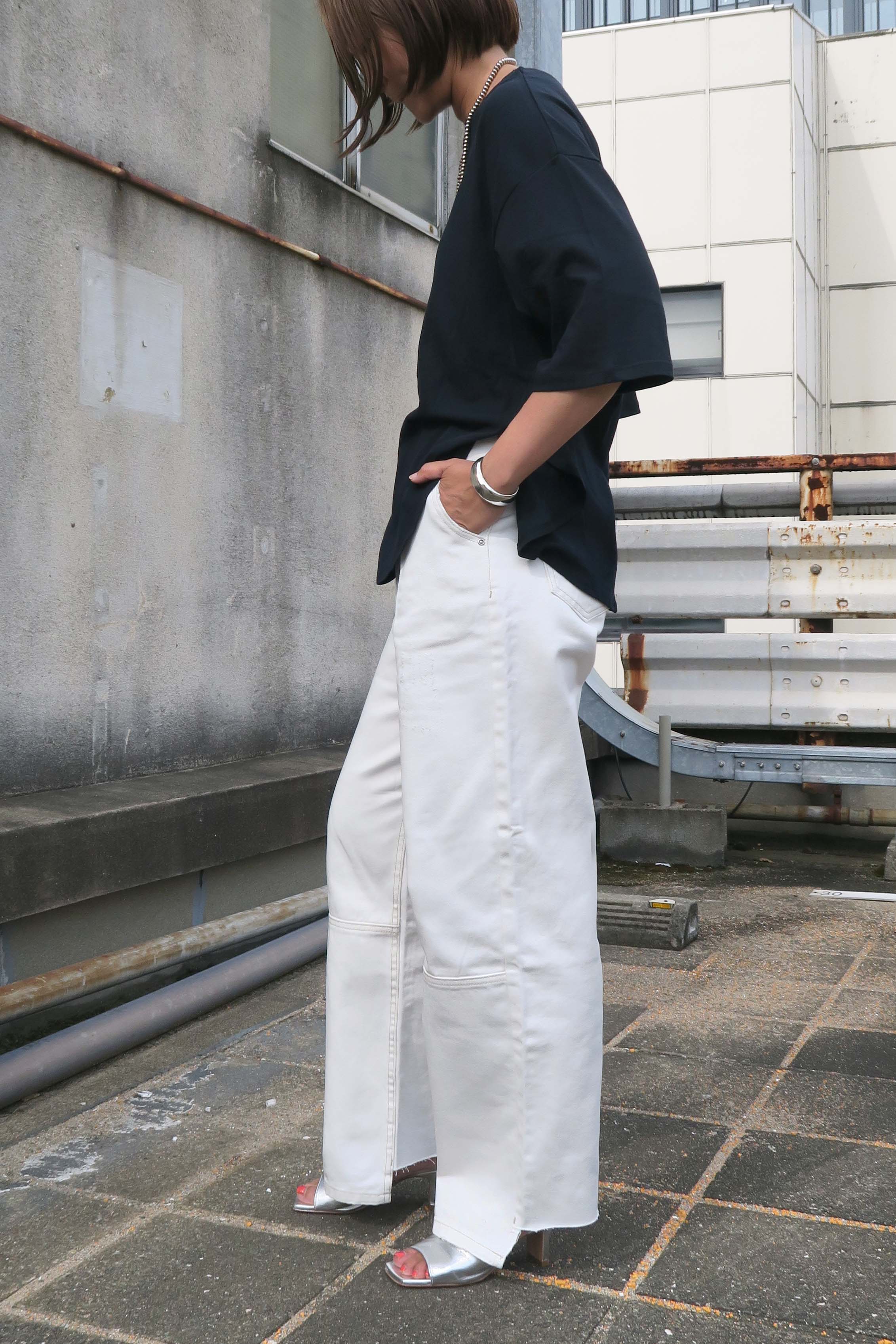 ☆YENN タックワイドデニムパンツ ホワイト