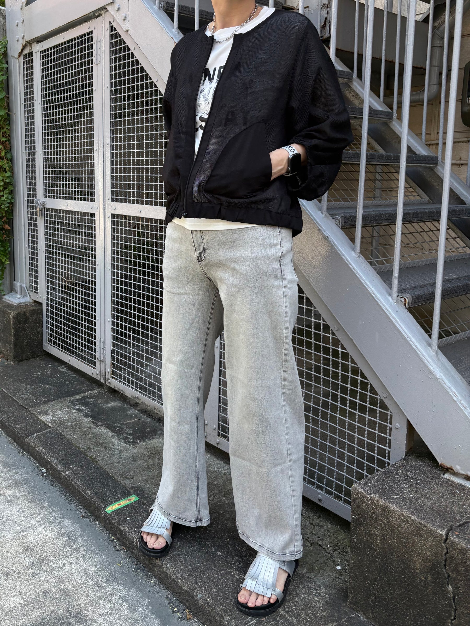 ボリュームスリーブメッシュブルゾン　商品説明