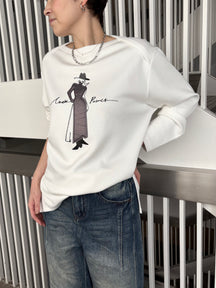 3Dドレスサイドスリット長袖トップス