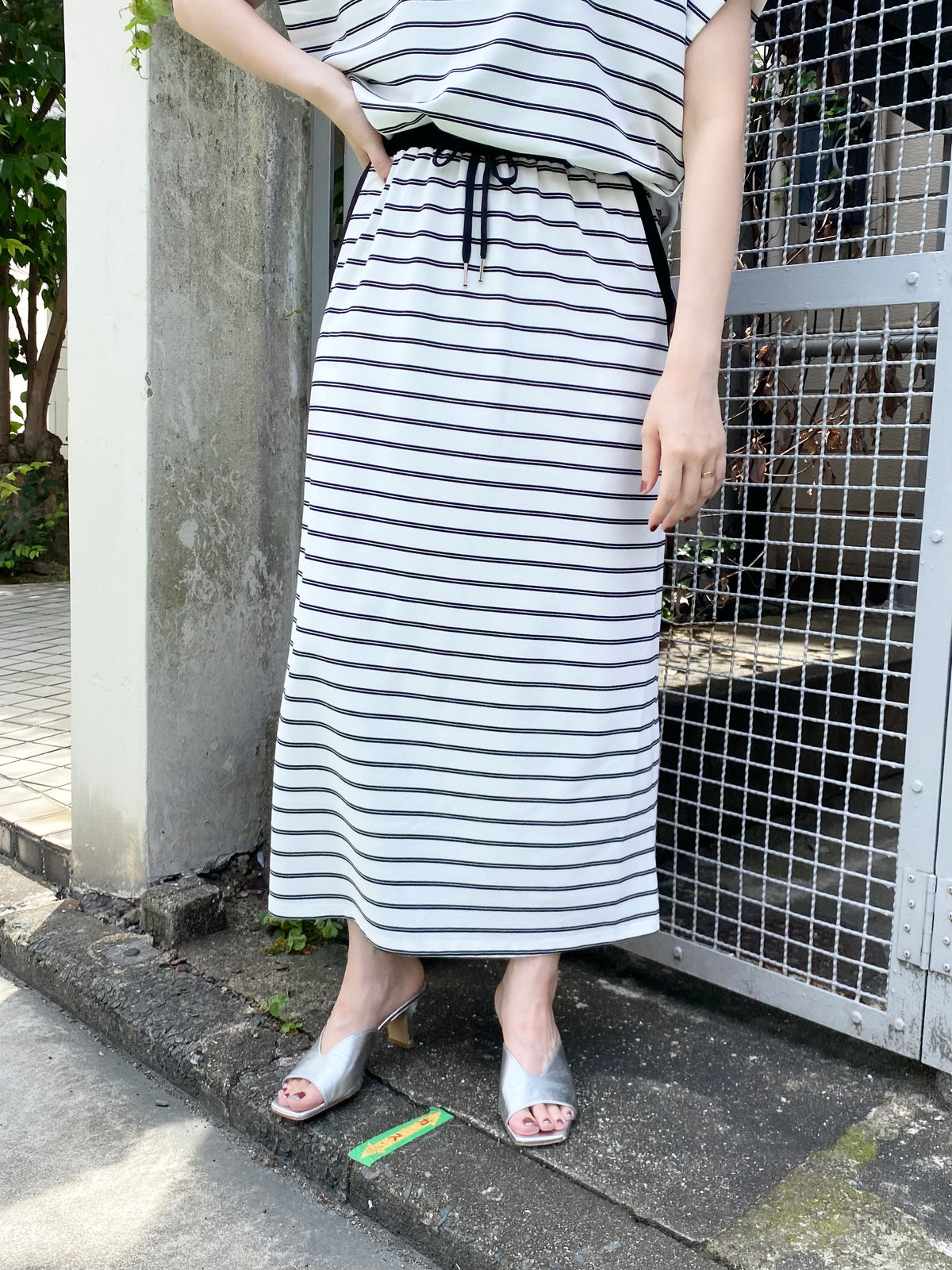 ボーダーAラインスカート