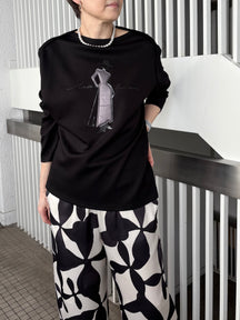 3Dドレスサイドスリット長袖トップス