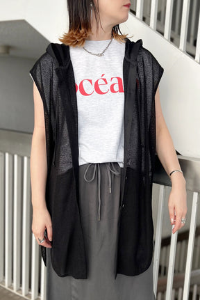 メッシュフーディチュニックシャツ